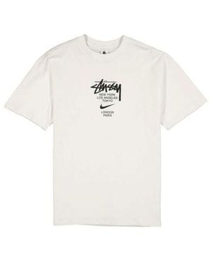 Nike X Stussy Crossover Logo Round Neck Pullover Sweatshirt - White
