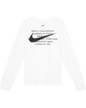 Nike Swoosh Casual Sports Double-Hook Crew-Neck Long Sleeve - White