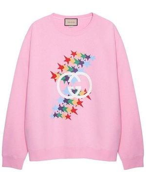 Gucci Fw21 Stars Crewneck Sweatshirt - Pink