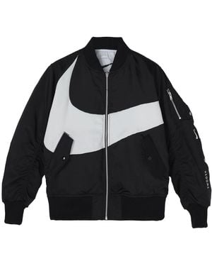 Nike Sportswear Swoosh Therma-Fit Contrasting Colours Large Logo Reversible Loose Aviator Padded Jacket - Black
