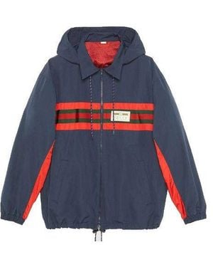Gucci Label Nylon Jacket - Blue