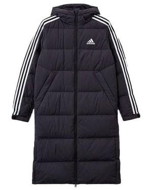 adidas 3St Long Coat Outdoor Sports Hooded Stay Warm Down Jacket - Blue