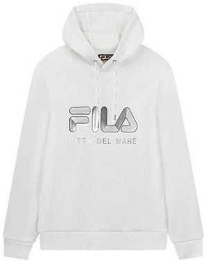 Fila Logo Printing Athleisure Casual Sports Hooded Pullover Knit - White