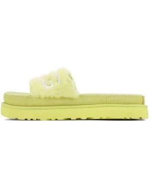 UGG (Wmns) Laton Fur Slide Slippers - Yellow