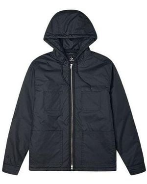 Converse Casual Sports Cargo Hooded Long Sleeves Padded Jacket - Blue
