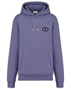 Dior Fw21 Logo Alphabet Embroidered Solid Colour Pullover - Blue