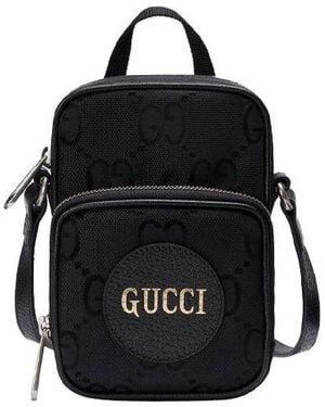 Gucci Off The Grid Otg Environmental Friendly Series Logo Leather Logo Nylon Handbag Mini - Black