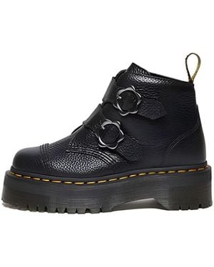 Dr. Martens (Wmns) Devon Flower Buckle Leather Platform Boots - Black