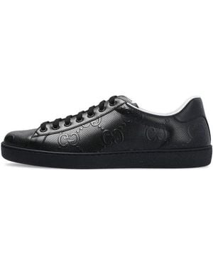 Gucci New Ace Perforated Leather Mid-top Trainers - Black