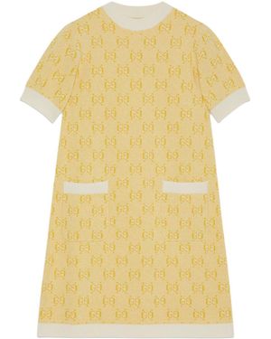 Gucci Gg Wool Jacquard Dress - Yellow