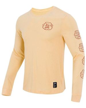 Nike Basketball Training Sports Printing Breathable Long Sleeves Apricot Colour T-Shirt - Natural