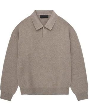 Fear Of God Fw23 Knit Polo Shirt 'Core Heather' - Grey