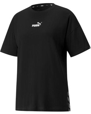 PUMA (Wmns) Power Logo Printing Round Necksport Short Sleeve - Black
