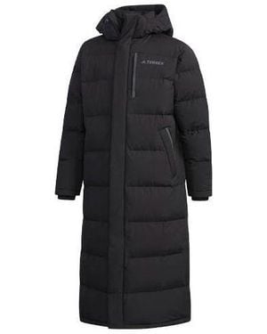 adidas Xplr Dwn Bench Stay Warm Solid Colour Mid-Length Hooded Down Jacket - Black
