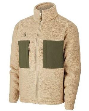 Nike Acg Sports Stay Warm Contrasting Colours Pocket Stand Collar Fleece Jacket - Natural