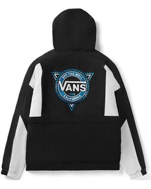 Vans Contrast Colour Stitching Hooded Track Jacket Couple Style - Black