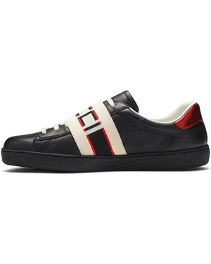 Gucci 523469 Ace Shoes Calf-skin Leather Casual Trainers (GGM1715) - Black
