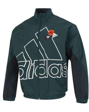adidas Mh Bp3 Wvjkt Athleisure Casual Sports Logo Stand Collar Woven Jacket Autumn Dark - Green