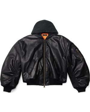 Balenciaga Hooded Bomber Jacket - Black