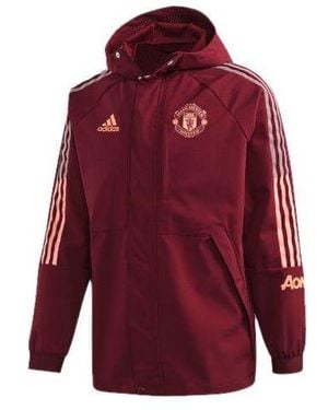 adidas Mufc Travel Jkt Manchester United Soccer/Football Sports Hooded Jacket - Red