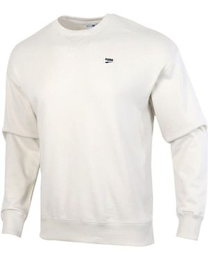 PUMA Downtown Crew Casual Round Neck Pullover Long Sleeves - White