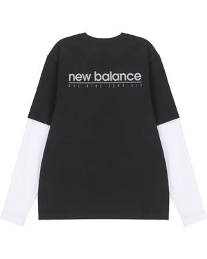 New Balance Contrasting Colours Sports Round Neck Pullover T-Shirt - Black
