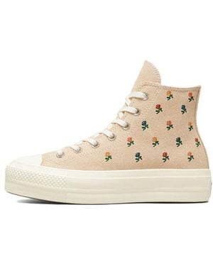 Converse (Wmns) Chuck Taylor All Star Lift Platform High 'Embroidered Roses' - Natural