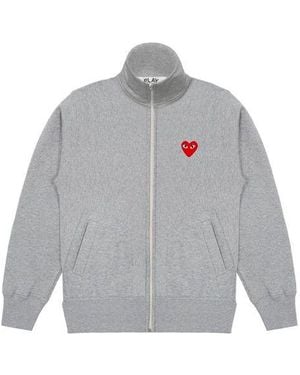 COMME DES GARÇONS PLAY Zip Up Crewneck Sweatshirt - Grey