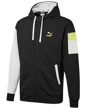 PUMA Retro Colorblock Knit Hooded Logo Jacket - Black