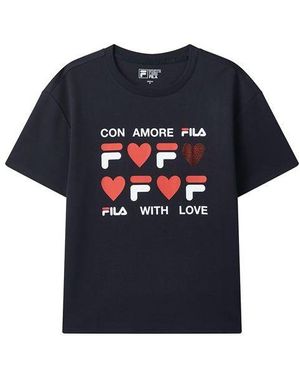 Fila (Wmns) Logo Love Printing Short Sleeve - Blue