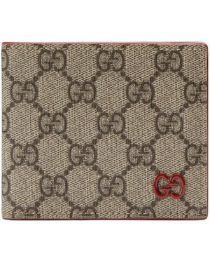 Gucci Wallet With Gg Detail Ebony Supreme' - Natural