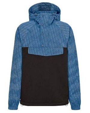 Dior Fw21 Printing Hooded Jacket Coat - Blue