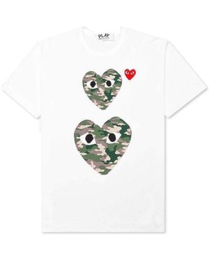 COMME DES GARÇONS PLAY (Wmns) Camouflage Double Heart Tee - White