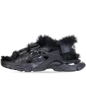 Balenciaga (Wmns) Track Sandals 'Fake Fur' - Black