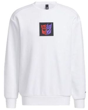 adidas X Transformers Crossover Limited Pattern Printing Round Neck Pullover Long Sleeves - White