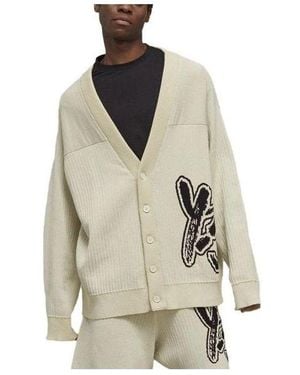 adidas Y-3 Logo Knit Cardigan 'Off' - Natural