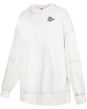 Nike (Wmns) Ss22 Sportswear Athletic Club Printing Fleece Round-Neck Swea - White