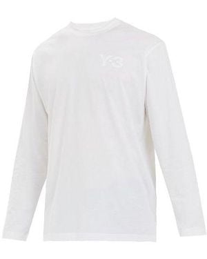 adidas Y-3 Round Neck Pullover Logo Long Sleeves T-Shirt - White