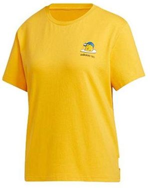 adidas (Wmns) Neo Gdtm Bf Tee Crossover Sports Short Sleeve - Yellow