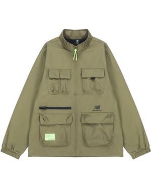 New Balance Casual Sports Stand Collar Woven Military Jacket - Green
