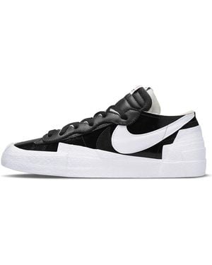 Nike Sacai X Blazer Low Leather And Suede Low-top Sneakers - Black