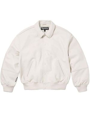 Supreme Gore-Tex Infinium Windstopper Leather Varsity Jacket - White
