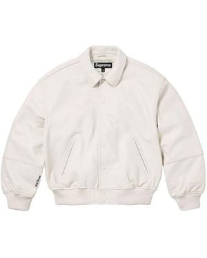 Supreme Gore-Tex Infinium Windstopper Leather Varsity Jacket - White