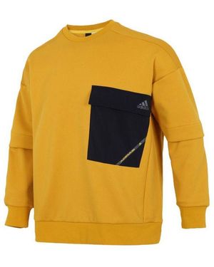 adidas Contrasting Colors Pocket Sports Round Neck Pullover - Yellow