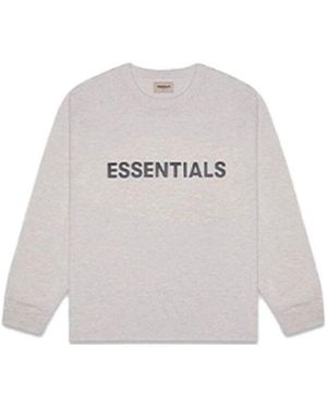 Fear Of God Fw20 Long Sleeve Logo Tee 'Heather Oatmeal' - White