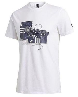 adidas Sports Round Neck Short Sleeve 'Shoe Box' - White
