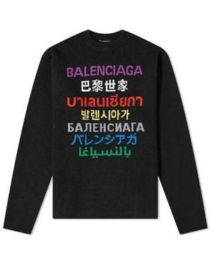 Balenciaga Languages Crew Neck Knit Jumper - Black