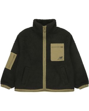 New Balance (Wmns) Splicing Retro Stand Collar Knit Lamb's Wool Short Jacket - Black