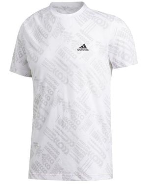 adidas Gfx Aop Tee Outdoor Sports Full Print Knit Short Sleeve - White