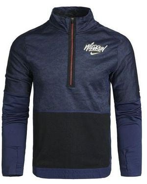 Nike Element Wild Run Sports Stand Collar Printed Running Long Sleeve - Blue